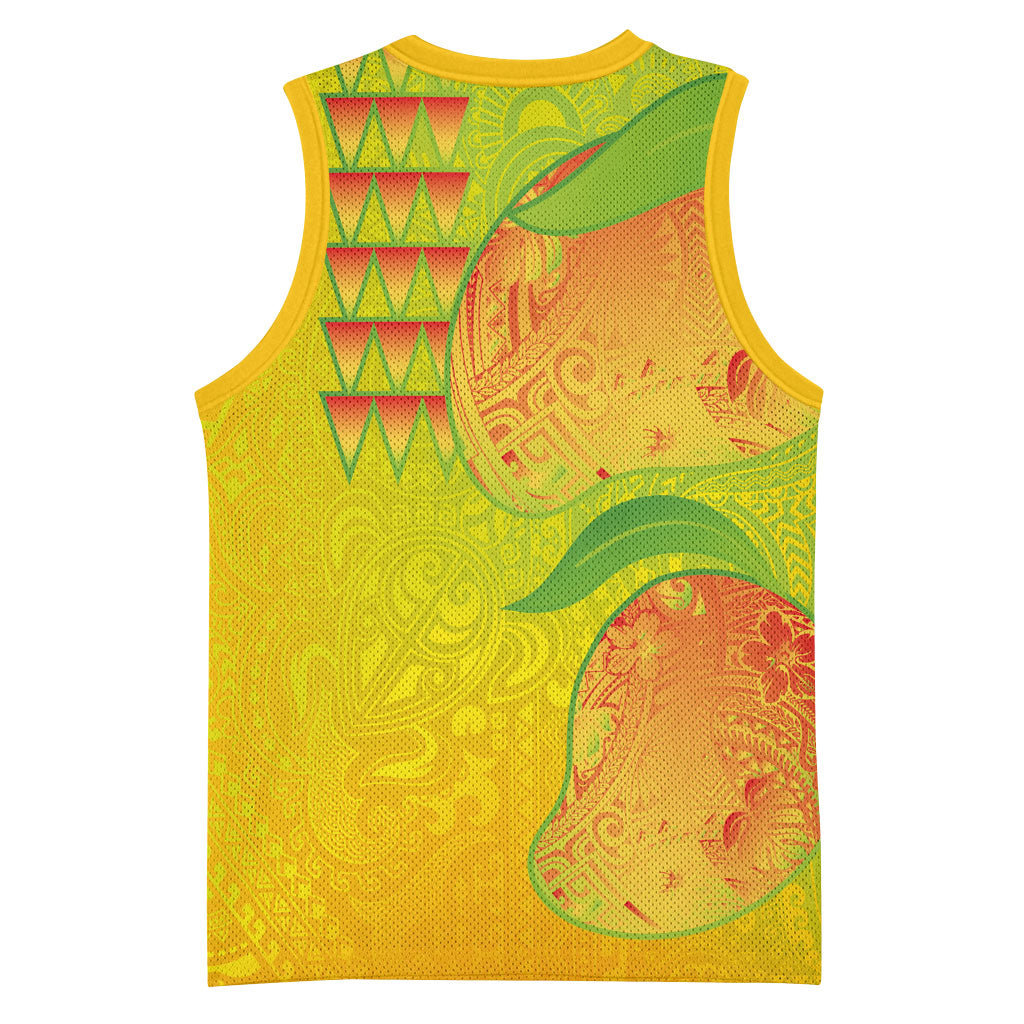 Hawaiian Mango Basketball Jersey Polynesian Art Pattern and Kakau Tattoo LT03 - Polynesian Pride