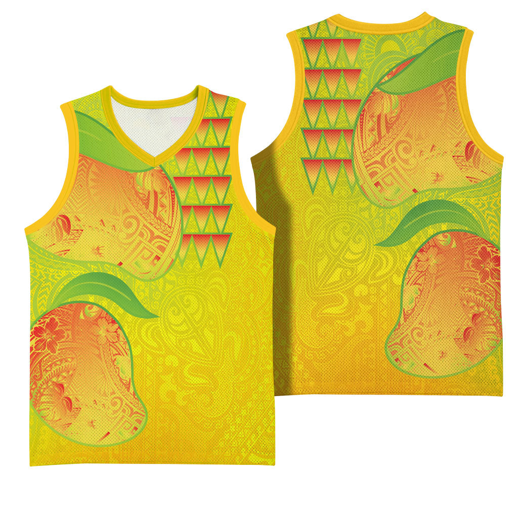 Hawaiian Mango Basketball Jersey Polynesian Art Pattern and Kakau Tattoo LT03 - Polynesian Pride