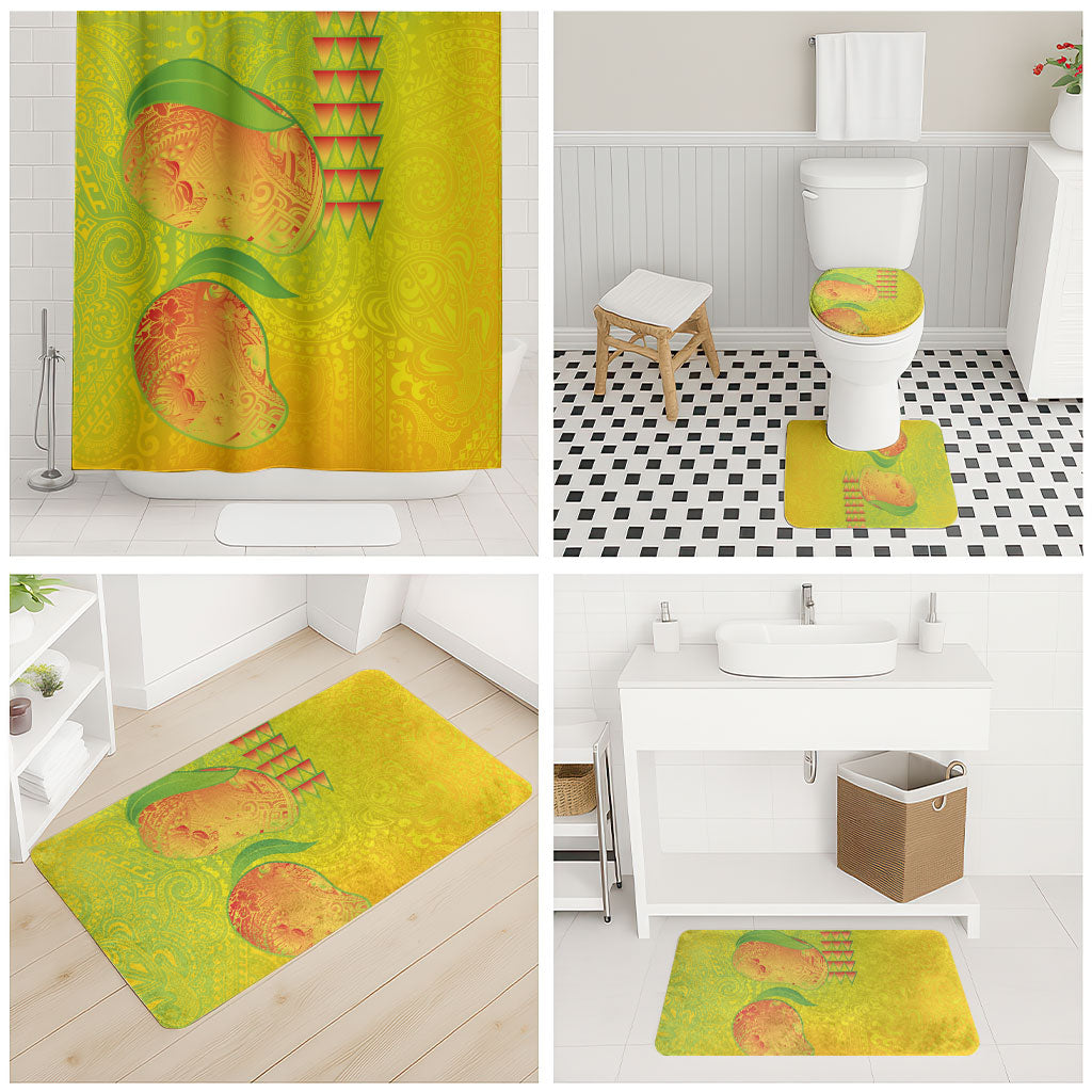 Hawaiian Mango Bathroom Set Polynesian Art Pattern and Kakau Tattoo LT03 - Polynesian Pride