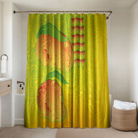 Hawaiian Mango Bathroom Set Polynesian Art Pattern and Kakau Tattoo LT03 Shower Curtain Only Yellow - Polynesian Pride