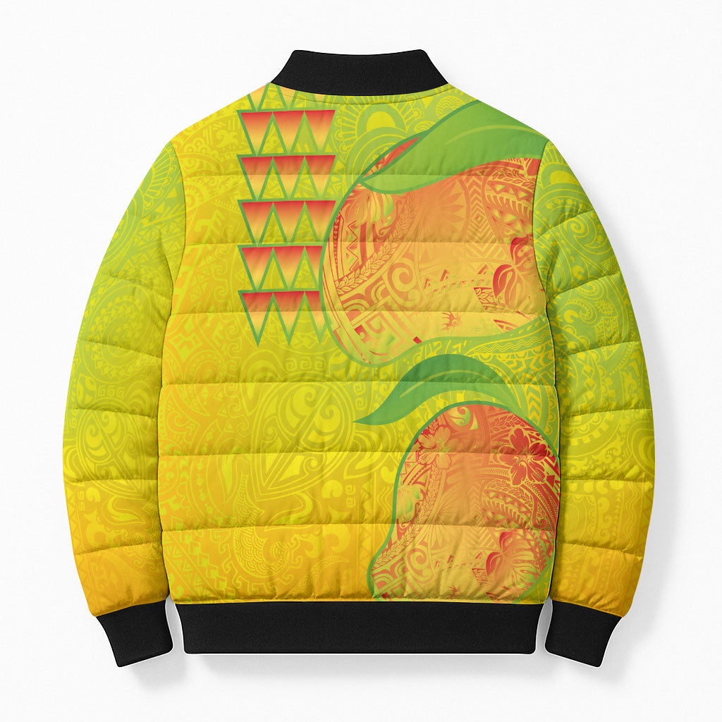 Hawaiian Mango Bomber Puffer Jacket Polynesian Art Pattern and Kakau Tattoo LT03 - Polynesian Pride