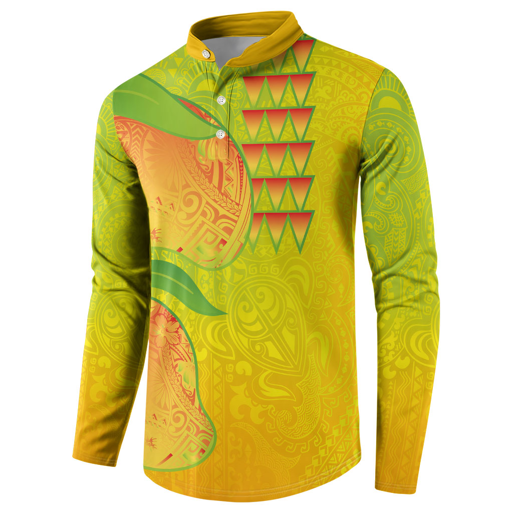 Hawaiian Mango Button Sweatshirt Polynesian Art Pattern and Kakau Tattoo LT03 - Polynesian Pride