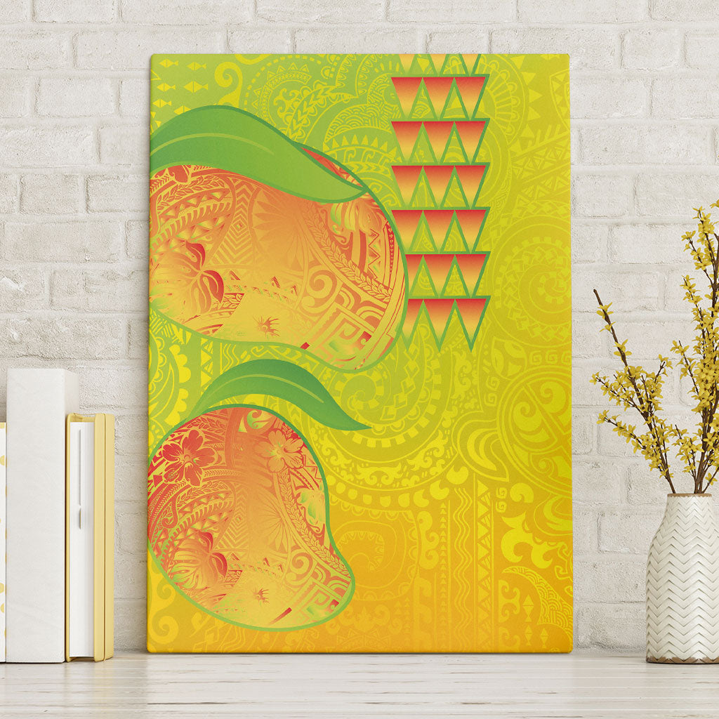 Hawaiian Mango Canvas Wall Art Polynesian Art Pattern and Kakau Tattoo LT03 Without Frame Yellow - Polynesian Pride