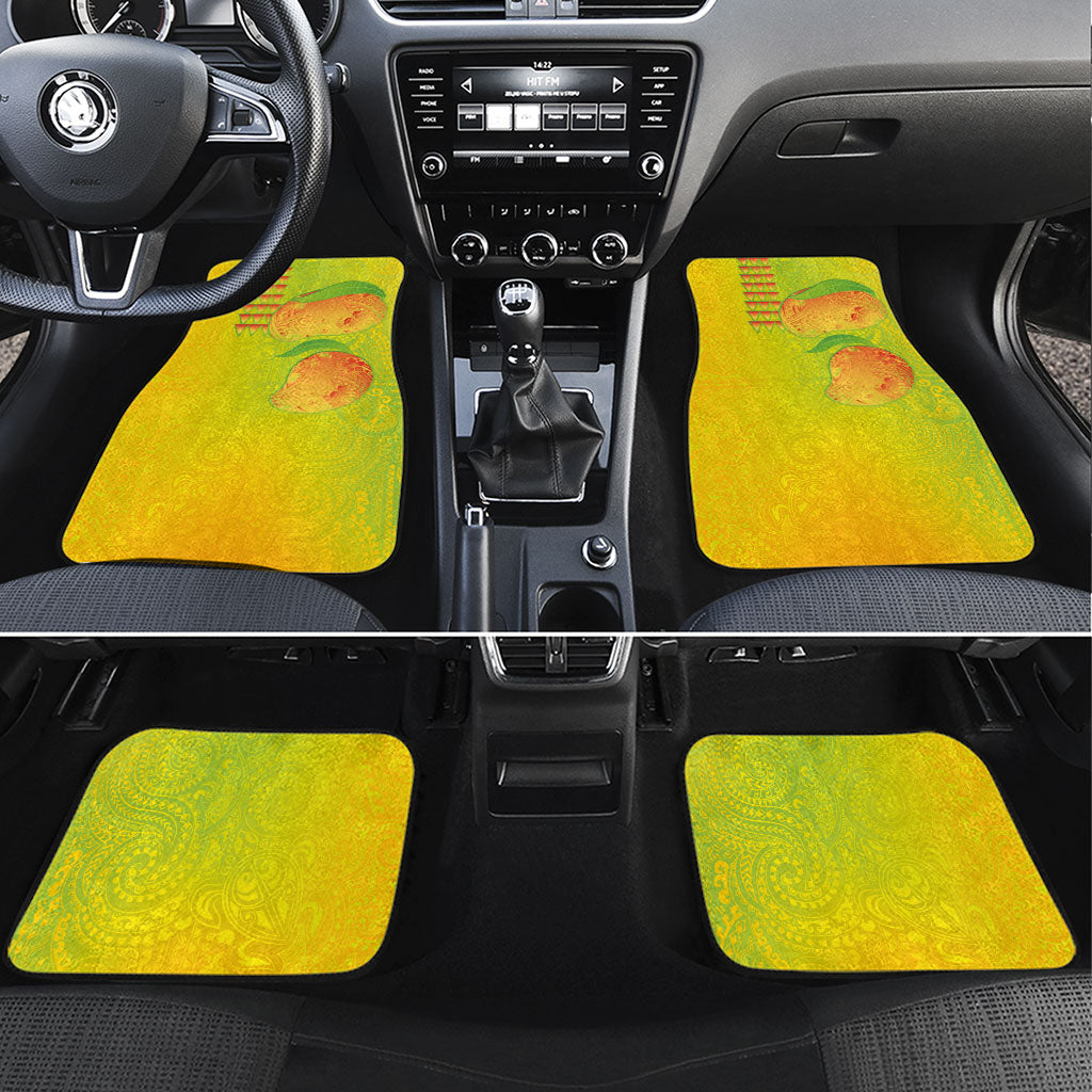 Hawaiian Mango Car Mats Polynesian Art Pattern and Kakau Tattoo LT03 Set 4pcs Yellow - Polynesian Pride