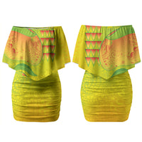 Hawaiian Mango Couples Matching Off Shoulder Short Dress and Long Sleeve Button Shirt Polynesian Art Pattern and Kakau Tattoo LT03 - Polynesian Pride