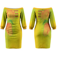 Hawaiian Mango Couples Matching Off The Shoulder Long Sleeve Dress and Long Sleeve Button Shirt Polynesian Art Pattern and Kakau Tattoo LT03 - Polynesian Pride