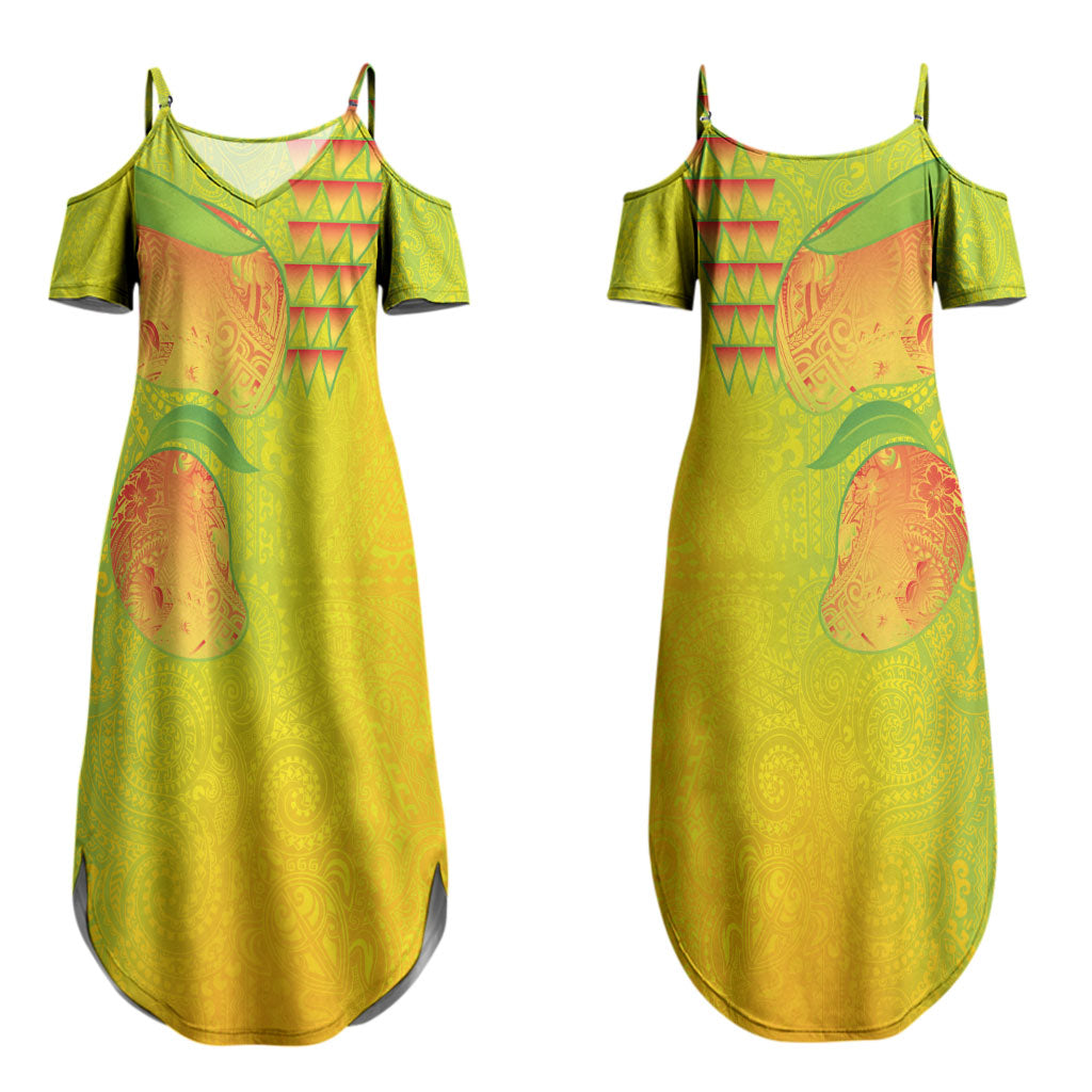 Hawaiian Mango Couples Matching Summer Maxi Dress and Long Sleeve Button Shirt Polynesian Art Pattern and Kakau Tattoo LT03 - Polynesian Pride