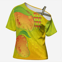 Hawaiian Mango Cross Shoulder Shirt Polynesian Art Pattern and Kakau Tattoo LT03 Female Yellow - Polynesian Pride