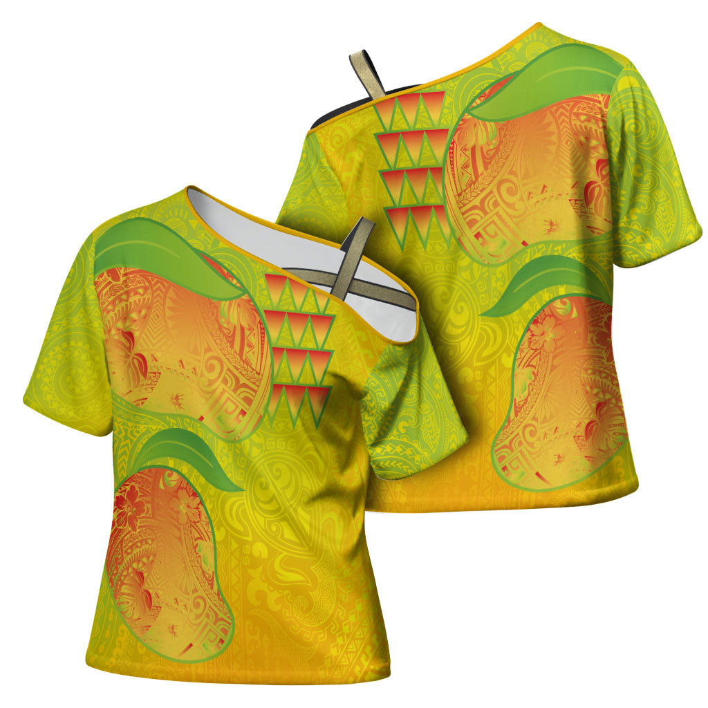 Hawaiian Mango Cross Shoulder Shirt Polynesian Art Pattern and Kakau Tattoo LT03 - Polynesian Pride