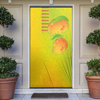 Hawaiian Mango Door Cover Polynesian Art Pattern and Kakau Tattoo LT03 Yellow - Polynesian Pride