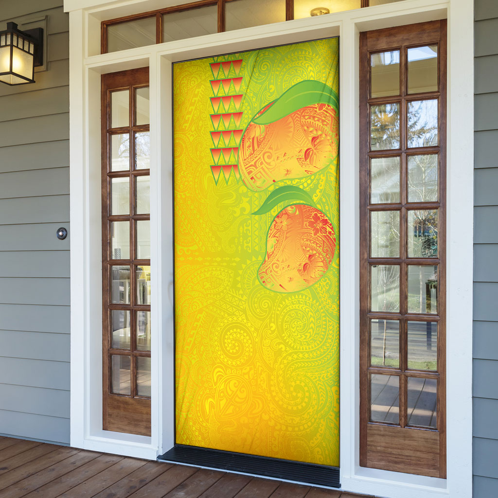 Hawaiian Mango Door Cover Polynesian Art Pattern and Kakau Tattoo LT03 - Polynesian Pride