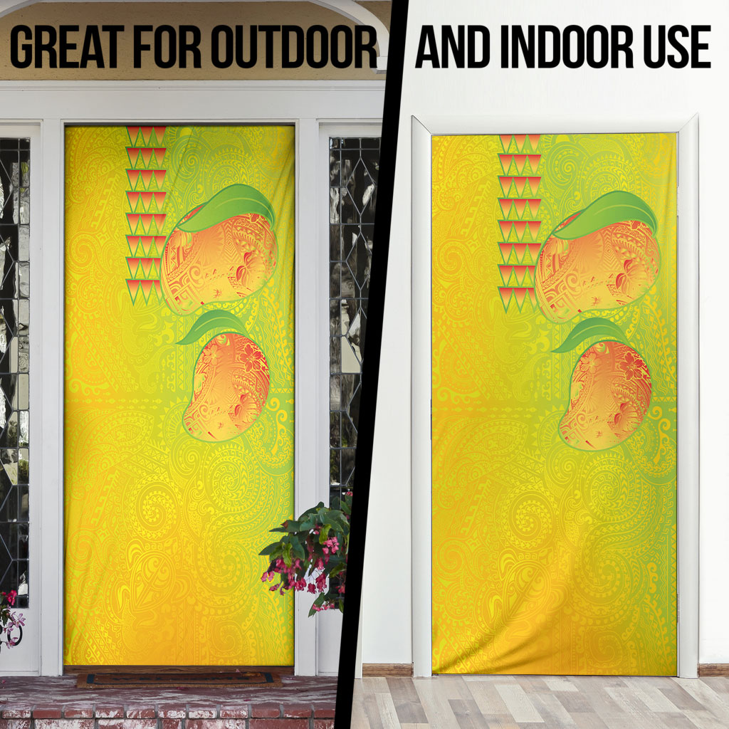 Hawaiian Mango Door Cover Polynesian Art Pattern and Kakau Tattoo LT03 - Polynesian Pride