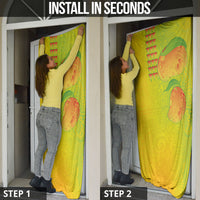 Hawaiian Mango Door Cover Polynesian Art Pattern and Kakau Tattoo LT03 - Polynesian Pride