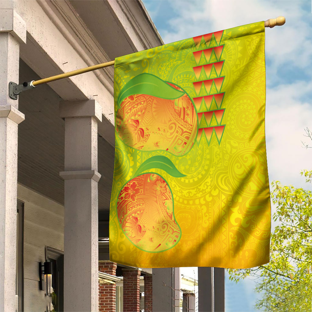Hawaiian Mango Garden Flag Polynesian Art Pattern and Kakau Tattoo LT03 House Flag Yellow - Polynesian Pride