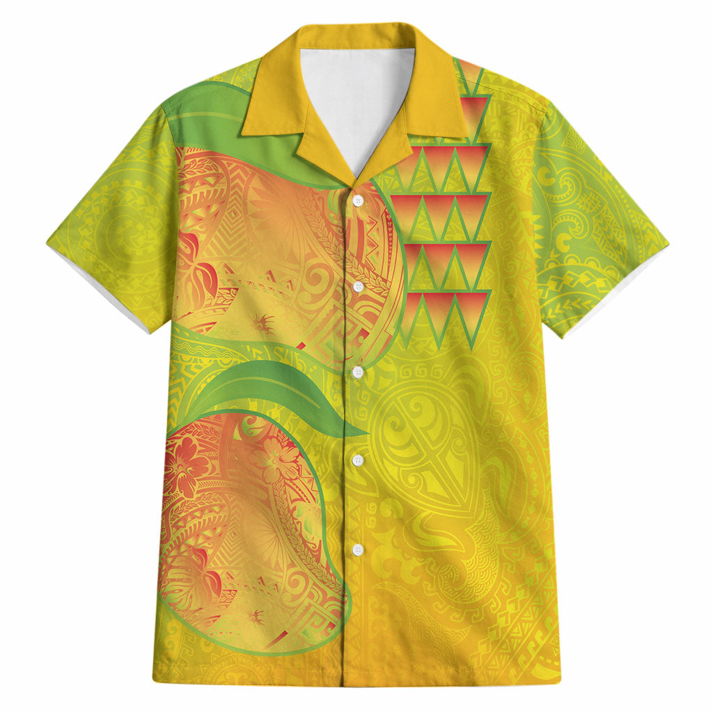 Hawaiian Mango Hawaiian Shirt Polynesian Art Pattern and Kakau Tattoo LT03 Yellow - Polynesian Pride