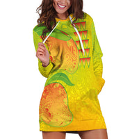 Hawaiian Mango Hoodie Dress Polynesian Art Pattern and Kakau Tattoo LT03 Yellow - Polynesian Pride