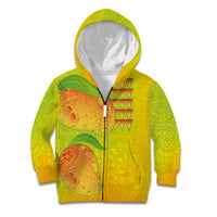 Hawaiian Mango Kid Hoodie Polynesian Art Pattern and Kakau Tattoo LT03 Zip Hoodie Yellow - Polynesian Pride