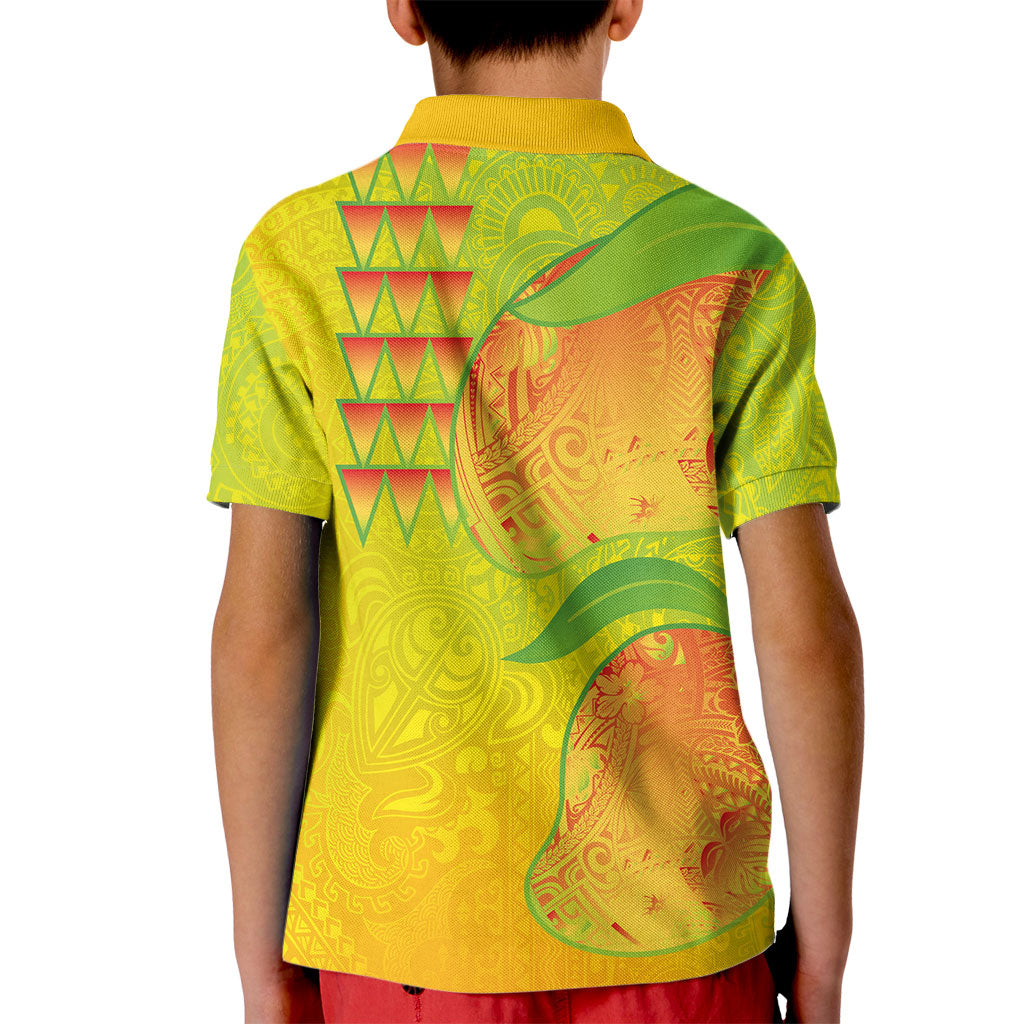 Hawaiian Mango Kid Polo Shirt Polynesian Art Pattern and Kakau Tattoo LT03 - Polynesian Pride