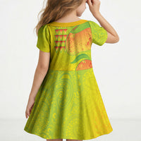 Hawaiian Mango Kid Short Sleeve Dress Polynesian Art Pattern and Kakau Tattoo LT03 - Polynesian Pride