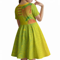 Hawaiian Mango Kid Short Sleeve Dress Polynesian Art Pattern and Kakau Tattoo LT03 - Polynesian Pride