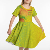 Hawaiian Mango Kid Short Sleeve Dress Polynesian Art Pattern and Kakau Tattoo LT03 - Polynesian Pride