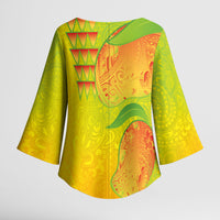 Hawaiian Mango Kimono Sleeve Blouse Polynesian Art Pattern and Kakau Tattoo LT03 - Polynesian Pride