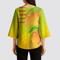 Hawaiian Mango Kimono Sleeve Blouse Polynesian Art Pattern and Kakau Tattoo LT03 - Polynesian Pride