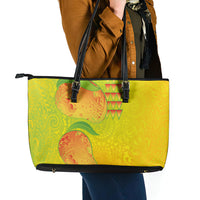 Hawaiian Mango Leather Tote Bag Polynesian Art Pattern and Kakau Tattoo LT03 - Polynesian Pride