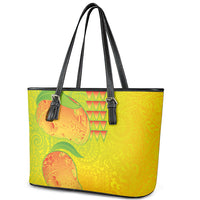 Hawaiian Mango Leather Tote Bag Polynesian Art Pattern and Kakau Tattoo LT03 - Polynesian Pride