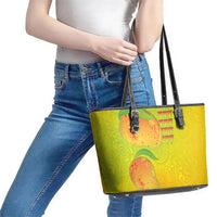 Hawaiian Mango Leather Tote Bag Polynesian Art Pattern and Kakau Tattoo LT03 - Polynesian Pride
