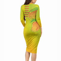 Hawaiian Mango Long Sleeve Bodycon Dress Polynesian Art Pattern and Kakau Tattoo LT03 - Polynesian Pride
