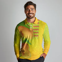 Hawaiian Mango Long Sleeve Polo Shirt Polynesian Art Pattern and Kakau Tattoo LT03 - Polynesian Pride