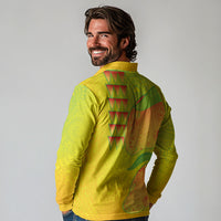 Hawaiian Mango Long Sleeve Polo Shirt Polynesian Art Pattern and Kakau Tattoo LT03 - Polynesian Pride