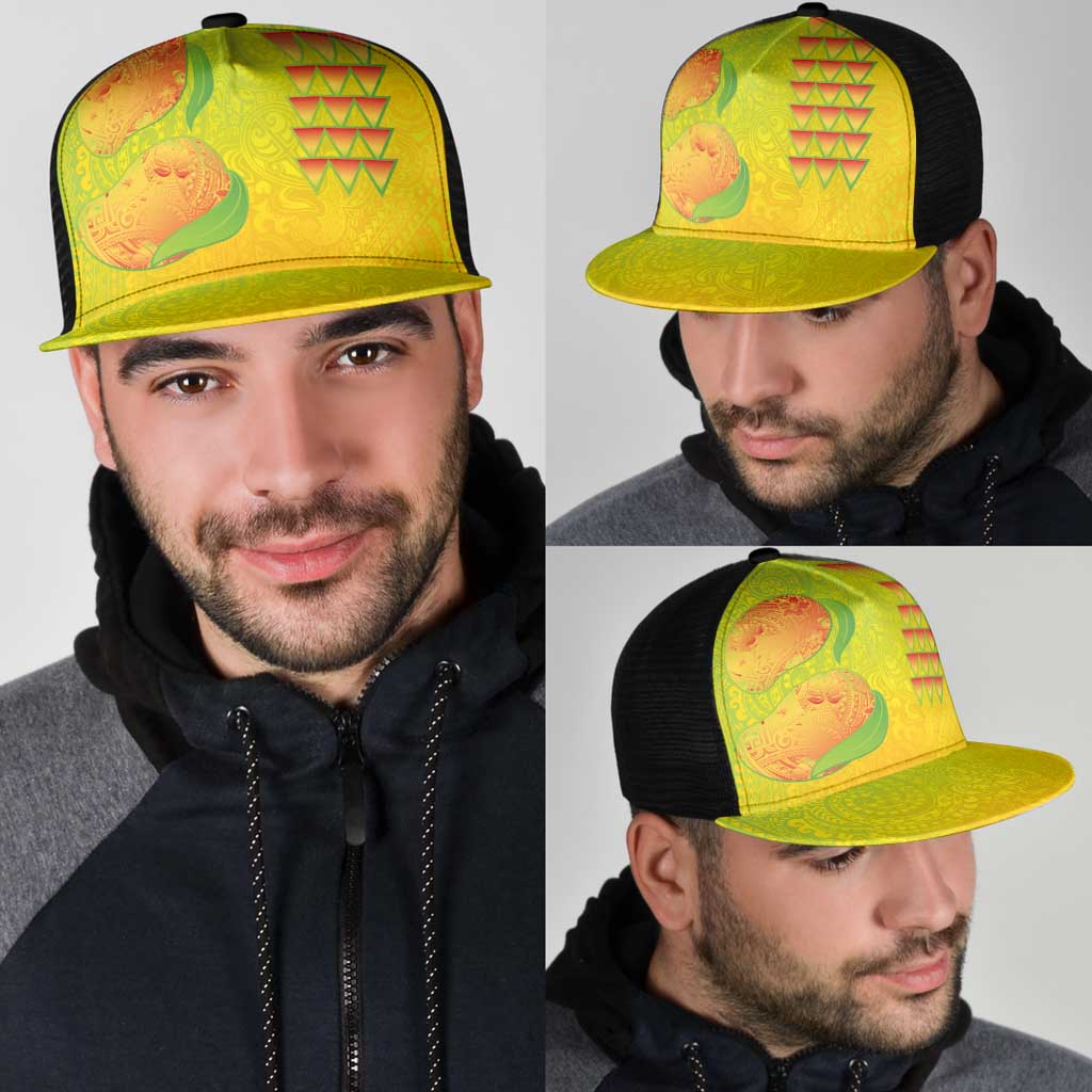 Hawaiian Mango Mesh Trucker Cap Polynesian Art Pattern and Kakau Tattoo LT03 - Polynesian Pride