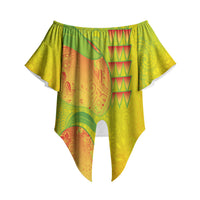Hawaiian Mango Off Shoulder Wrap Waist Top Polynesian Art Pattern and Kakau Tattoo LT03 Yellow - Polynesian Pride