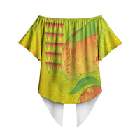 Hawaiian Mango Off Shoulder Wrap Waist Top Polynesian Art Pattern and Kakau Tattoo LT03 - Polynesian Pride