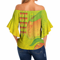 Hawaiian Mango Off Shoulder Wrap Waist Top Polynesian Art Pattern and Kakau Tattoo LT03 - Polynesian Pride