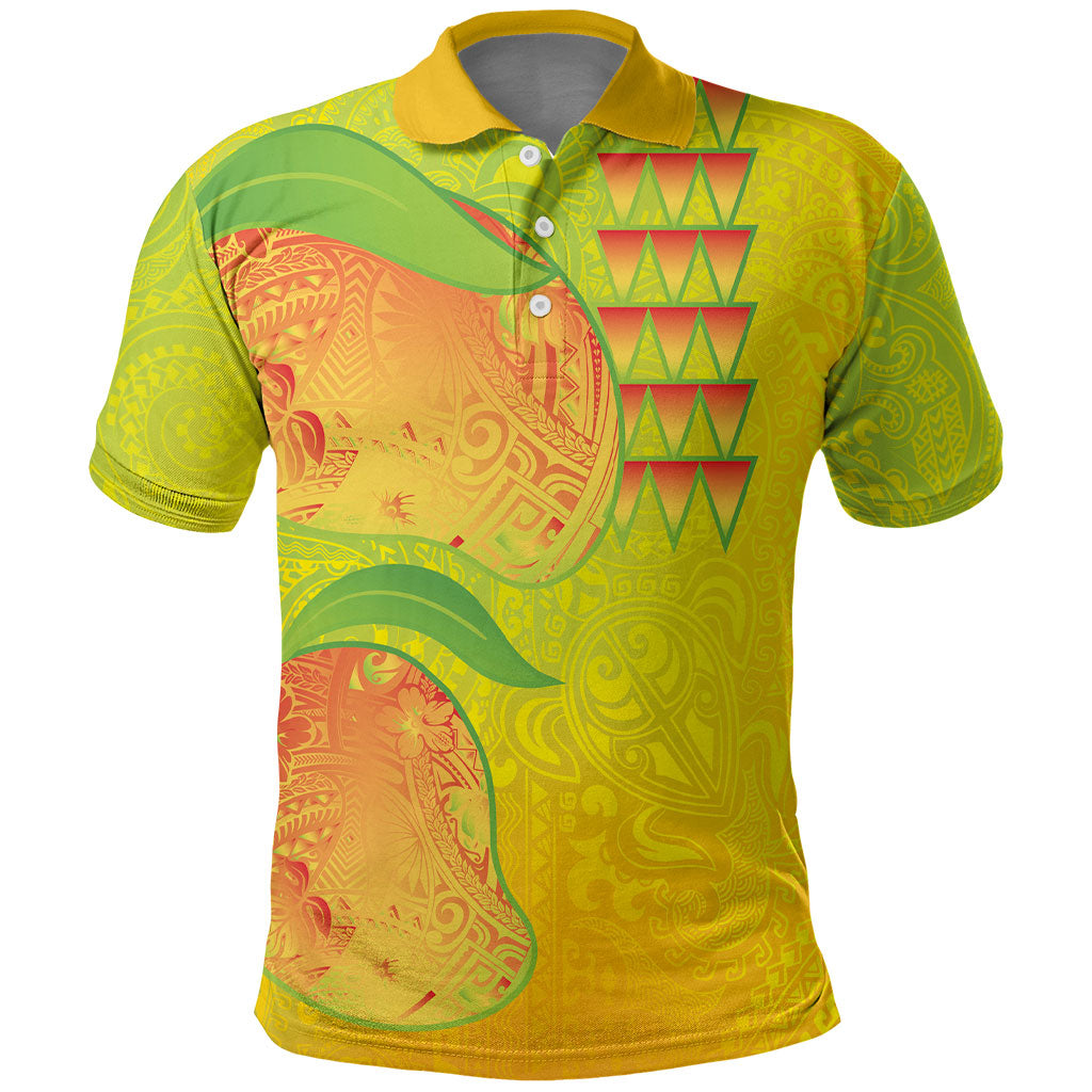 Hawaiian Mango Polo Shirt Polynesian Art Pattern and Kakau Tattoo LT03 Yellow - Polynesian Pride