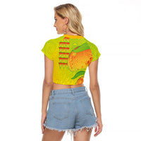 Hawaiian Mango Raglan Cropped T Shirt Polynesian Art Pattern and Kakau Tattoo LT03 - Polynesian Pride