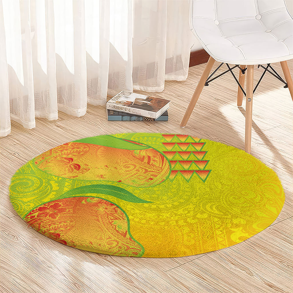 Hawaiian Mango Round Carpet Polynesian Art Pattern and Kakau Tattoo LT03 - Polynesian Pride