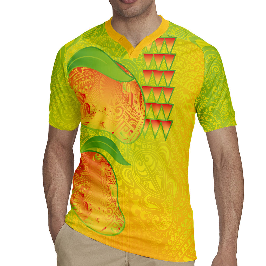 Hawaiian Mango Rugby Jersey Polynesian Art Pattern and Kakau Tattoo LT03 - Polynesian Pride