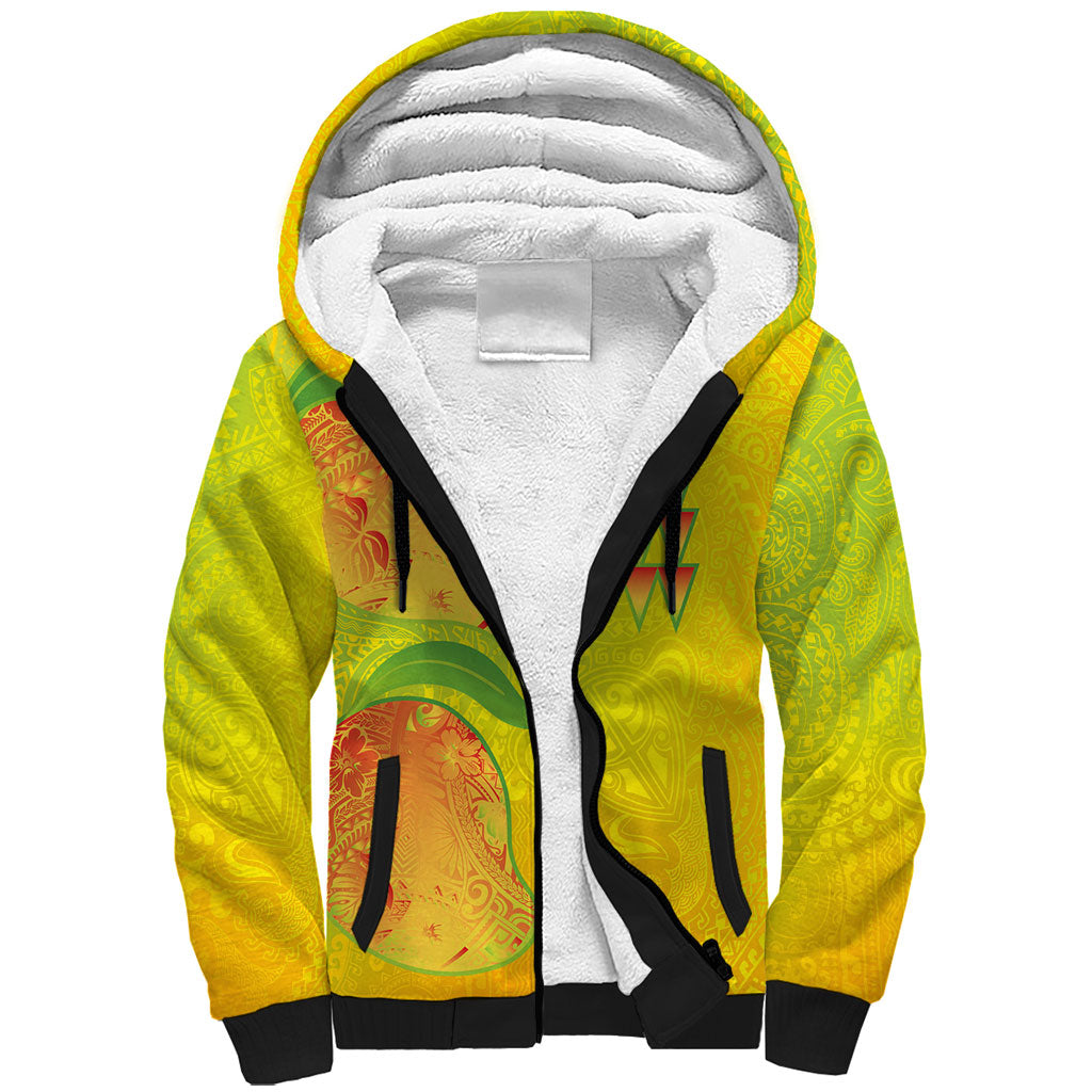 Hawaiian Mango Sherpa Hoodie Polynesian Art Pattern and Kakau Tattoo LT03 Unisex Yellow - Polynesian Pride