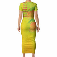 Hawaiian Mango Short Sleeve Bodycon Dress Polynesian Art Pattern and Kakau Tattoo LT03 - Polynesian Pride