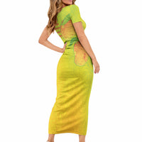 Hawaiian Mango Short Sleeve Bodycon Dress Polynesian Art Pattern and Kakau Tattoo LT03 - Polynesian Pride