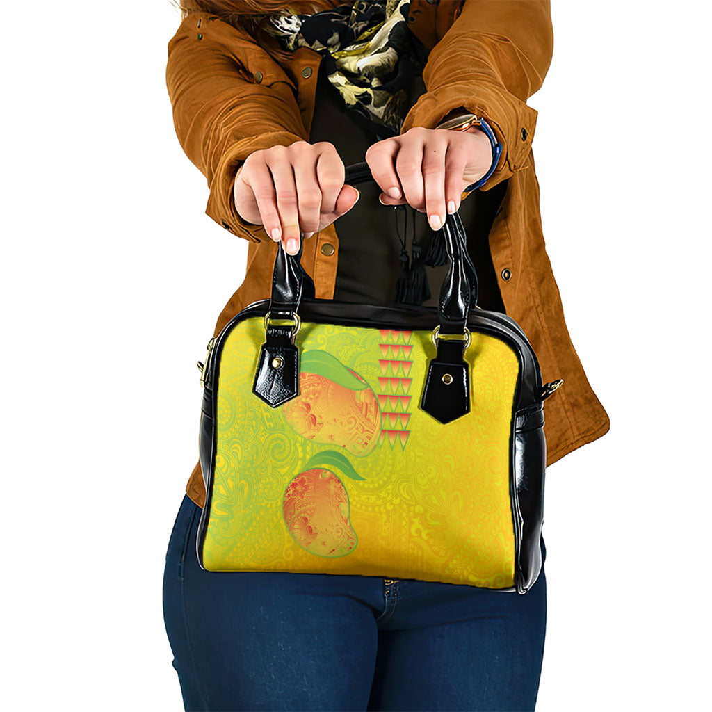 Hawaiian Mango Shoulder Handbag Polynesian Art Pattern and Kakau Tattoo LT03 One Size Yellow - Polynesian Pride
