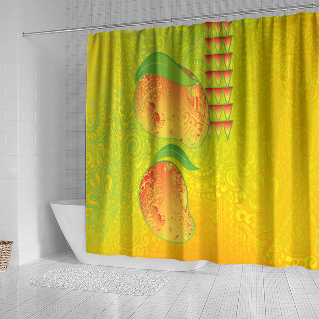 Hawaiian Mango Shower Curtain Polynesian Art Pattern and Kakau Tattoo LT03 - Polynesian Pride