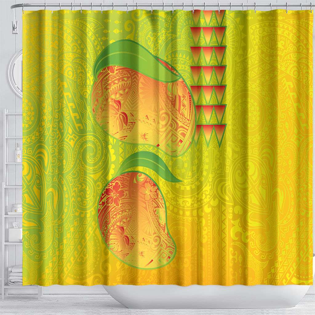 Hawaiian Mango Shower Curtain Polynesian Art Pattern and Kakau Tattoo LT03 - Polynesian Pride