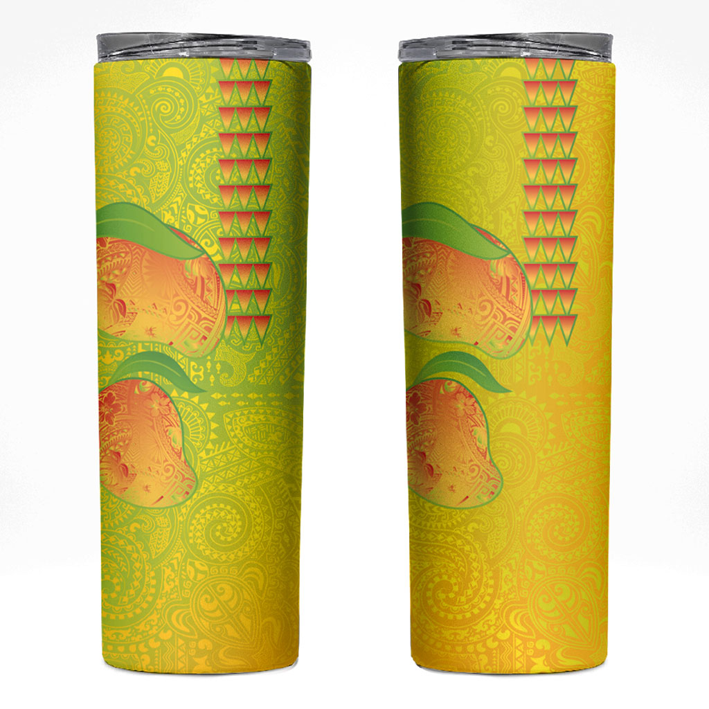 Hawaiian Mango Skinny Tumbler Polynesian Art Pattern and Kakau Tattoo LT03 Yellow - Polynesian Pride