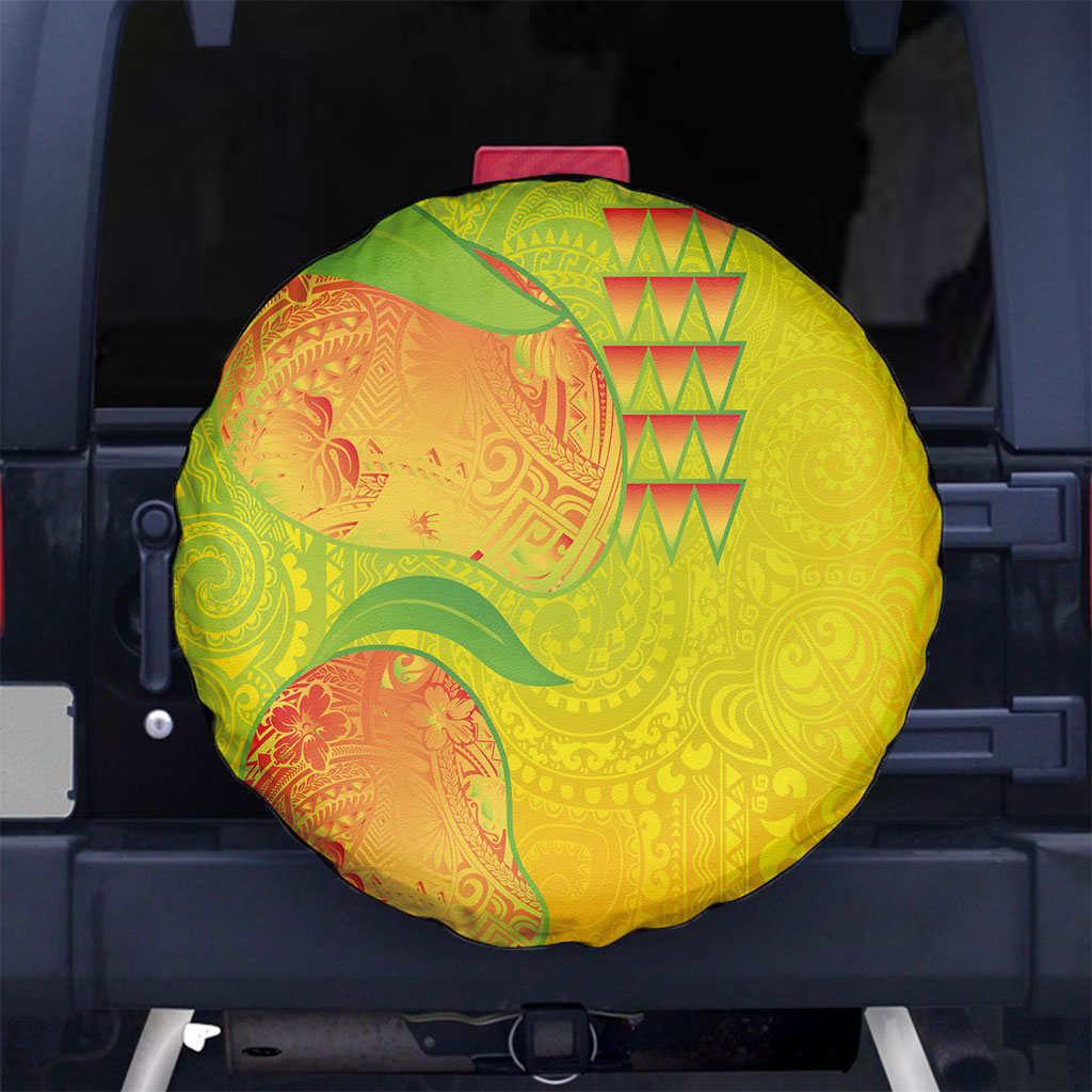 Hawaiian Mango Spare Tire Cover Polynesian Art Pattern and Kakau Tattoo LT03 No hole Yellow - Polynesian Pride