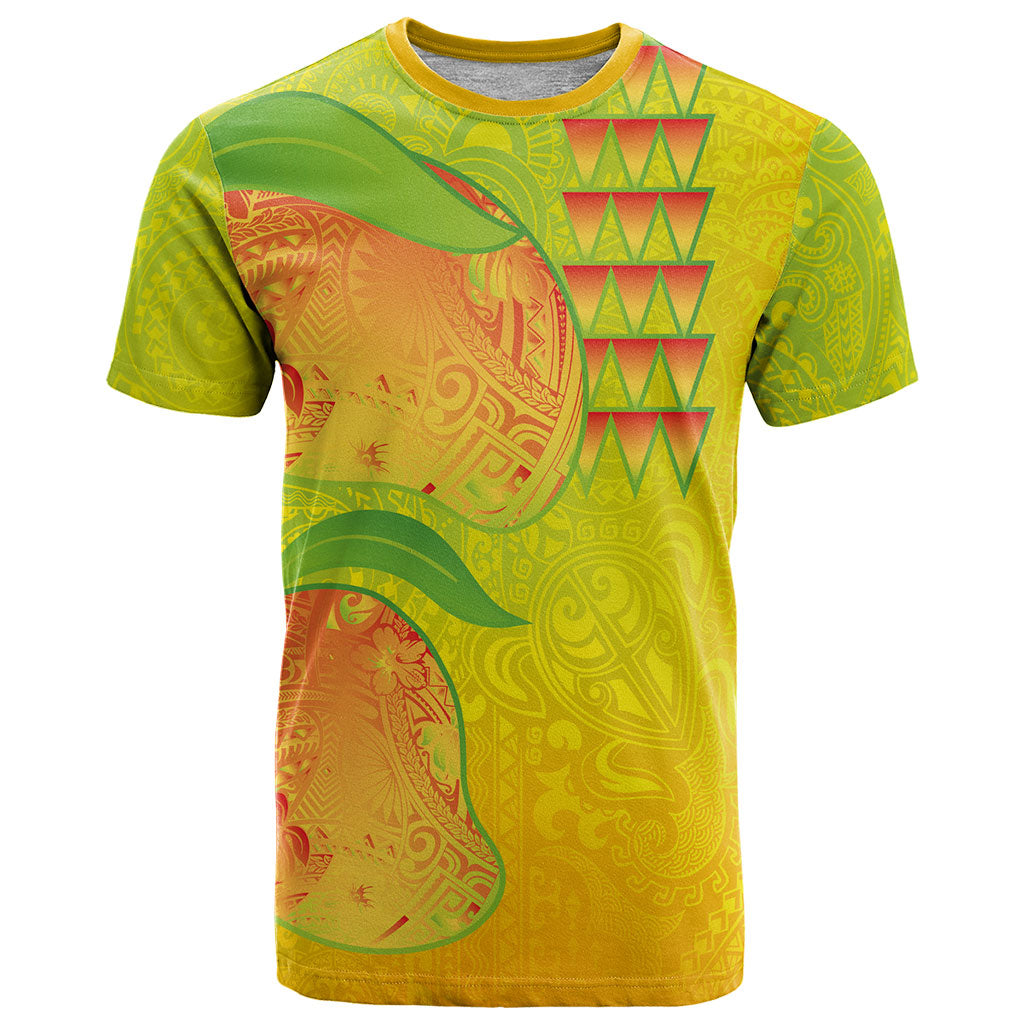 Hawaiian Mango T Shirt Polynesian Art Pattern and Kakau Tattoo LT03 Yellow - Polynesian Pride